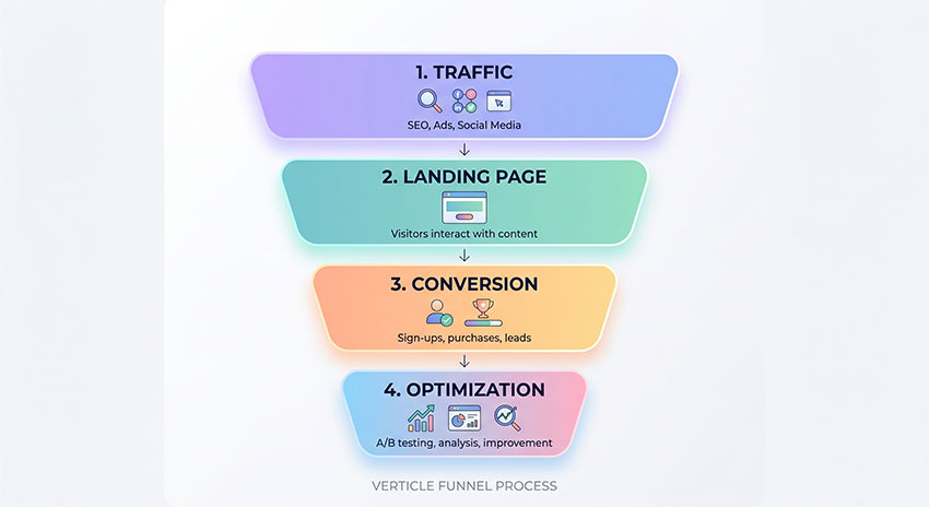 link in bio funnel model awareness clarity decision optimization stages