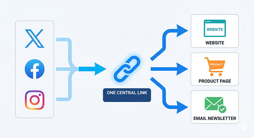 what is link in bio single link directing social traffic to multiple destinations